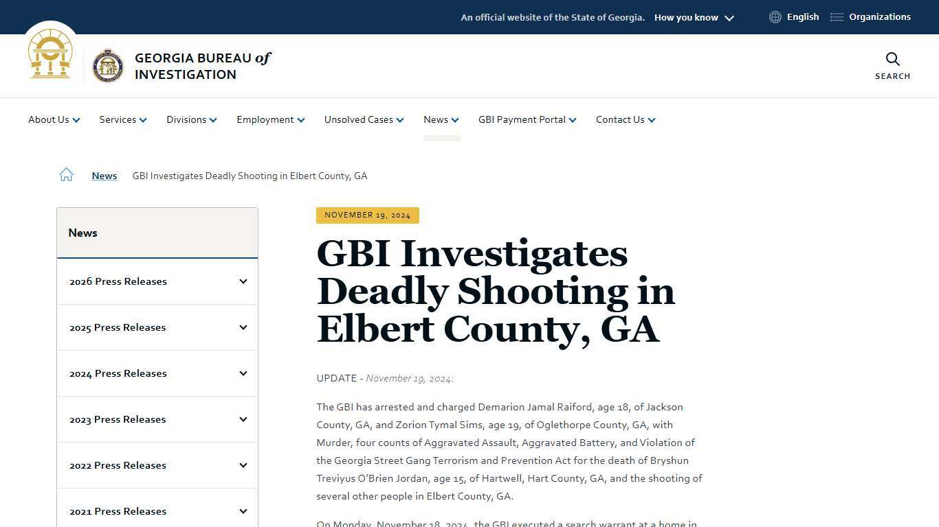GBI Investigates Deadly Shooting in Elbert County, GA | Georgia Bureau of Investigation
